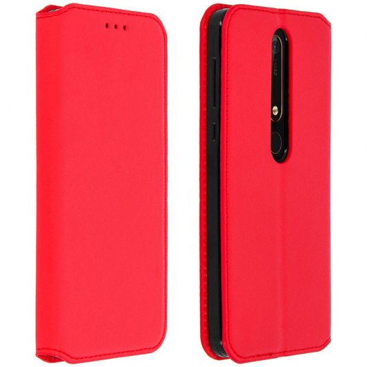 Avizar Funda Libro Billetera Rojo para Nokia 6.1