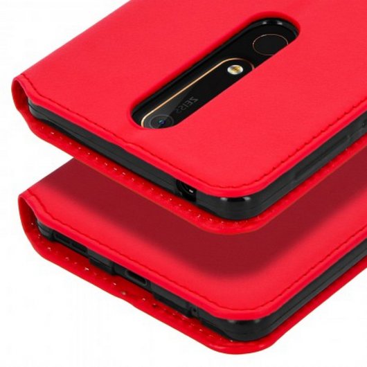 Avizar Funda Libro Billetera Rojo para Nokia 6.1