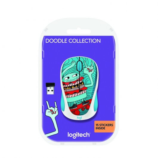 Logitech Doodle Collection M238 Ratón Inalámbrico Ambidiestro 1000DPI Azul