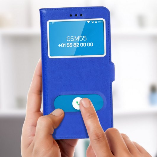 Avizar Funda Libro con Doble Ventana Azul para Nokia 6.1