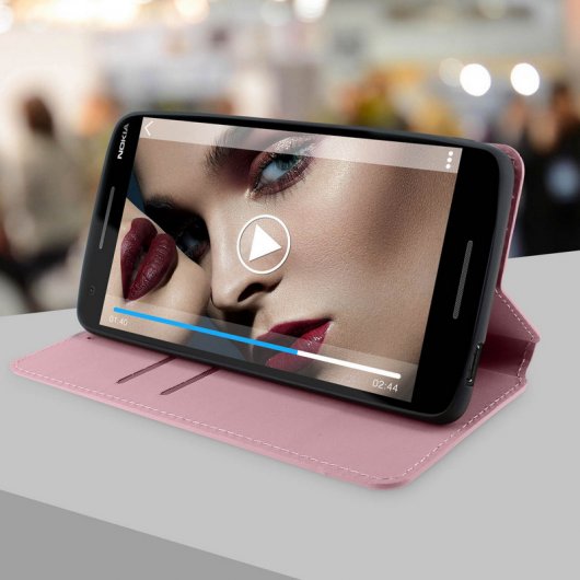 Avizar Funda Libro Cartera con Soporte Oro Rosa para Nokia 2.1