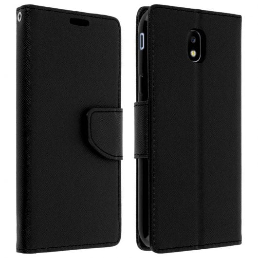 Avizar Fancy Style Capa Livro Preta para Samsung Galaxy J3 2017