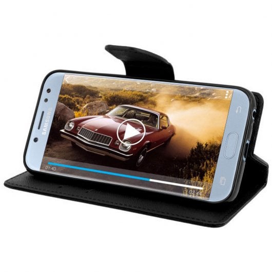 Avizar Fancy Style Capa Livro Preta para Samsung Galaxy J3 2017