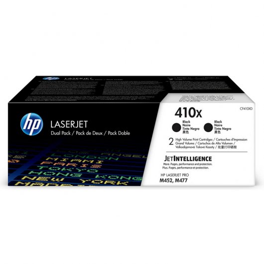HP 410X LaserJet, lot de 2 cartouches de toner grande capacité authentiques, noir