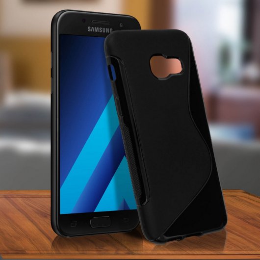 Avizar S-Line Funda de Silicona Flexible Negra para Samsung Galaxy A5 2017