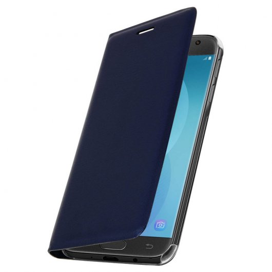 Avizar Flip Book Cover Capa Carteira Azul Escura para Samsung Galaxy J3 2017