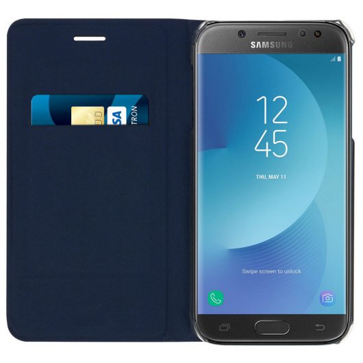 Avizar Flip Book Cover Capa Carteira Azul Escura para Samsung Galaxy J3 2017