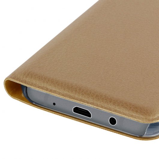Avizar Flip Book Cover Funda Cartera Dorada para Samsung Galaxy J3 2017