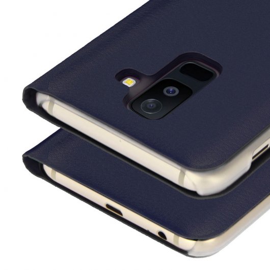 Avizar Flip Book Cover Funda Cartera Azul Oscuro para Samsung Galaxy A6 Plus