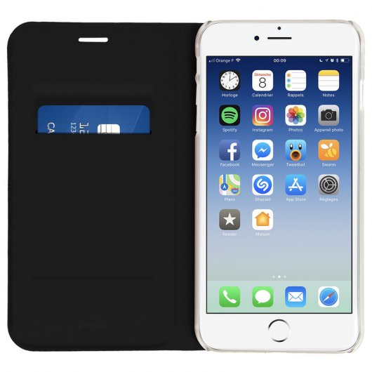 Avizar Flip Book Cover Funda Cartera Negra para iPhone 7 Plus/iPhone 8 Plus