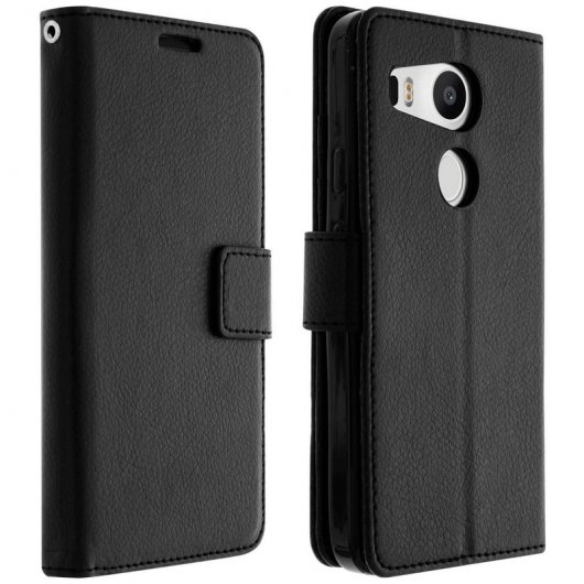 Avizar Funda Billetera Negra para LG Google Nexus 5X