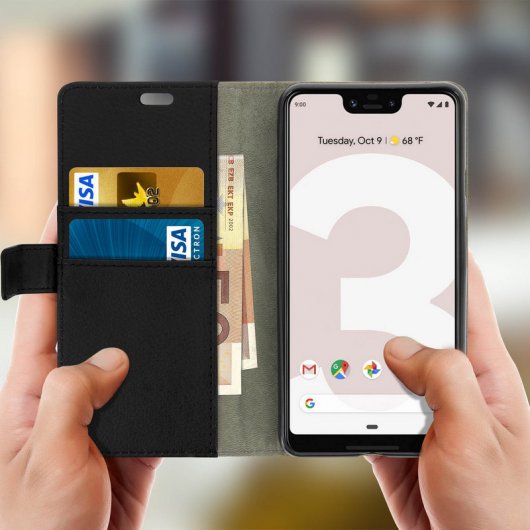 Avizar Funda Billetera Negra para Google Pixel 3