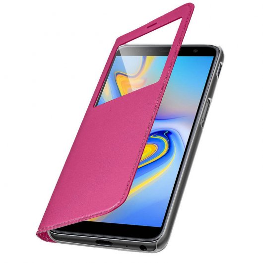 Avizar Funda Libro con Ventana Fucsia para Samsung Galaxy J6 Plus