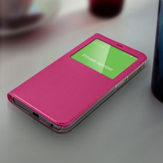 Avizar Funda Libro con Ventana Fucsia para Samsung Galaxy J6 Plus