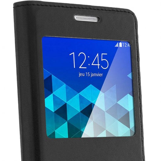 Avizar Flip Book Cover Funda Cartera Negra para Samsung Galaxy Core Prime VE