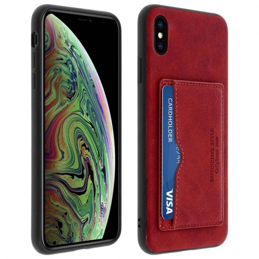 Avizar Coque arrière en silicone/simili cuir rouge effet vintage pour Apple iPhone XS Max