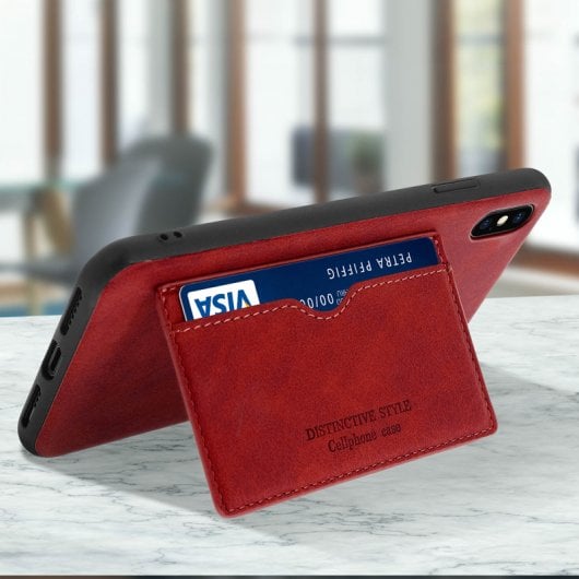 Avizar Coque arrière en silicone/simili cuir rouge effet vintage pour Apple iPhone XS Max