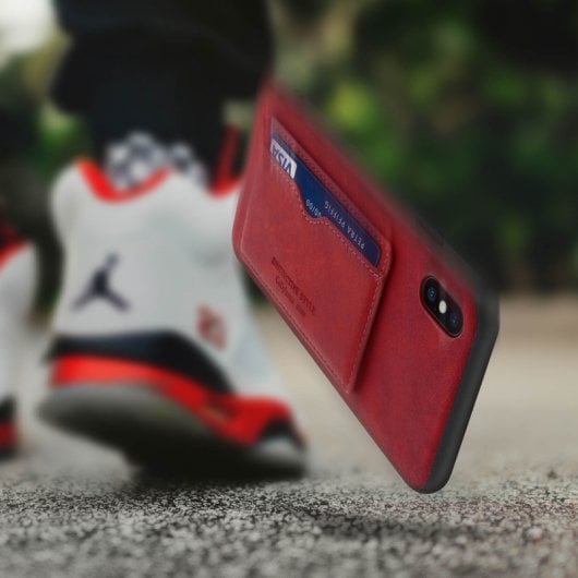 Avizar Coque arrière en silicone/simili cuir rouge effet vintage pour Apple iPhone XS Max