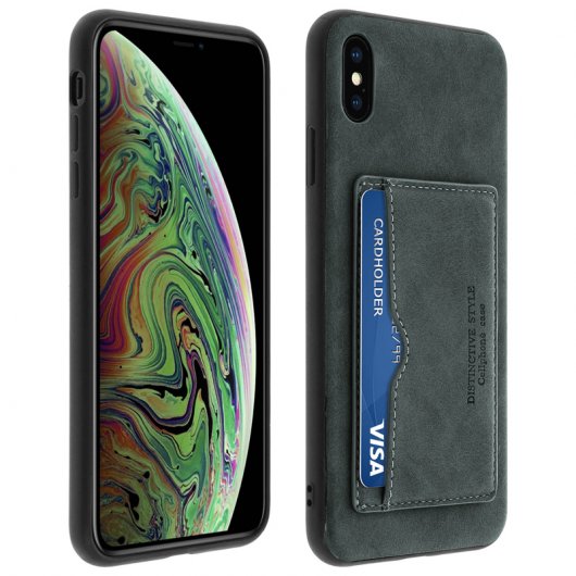 Avizar Grau Silikon/Kunstleder Back Case Vintage Effekt für Apple iPhone XS Max