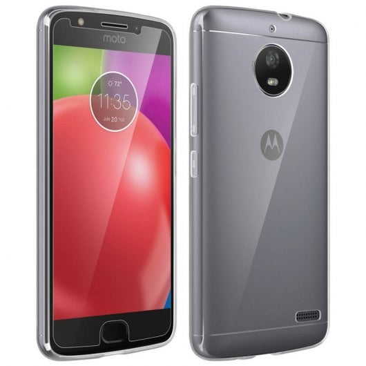 Avizar Funda de Silicona Transparente + Cristal Templado para Motorola Moto E4