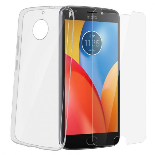 Avizar Funda de Silicona Transparente + Cristal Templado para Motorola Moto E4 Plus