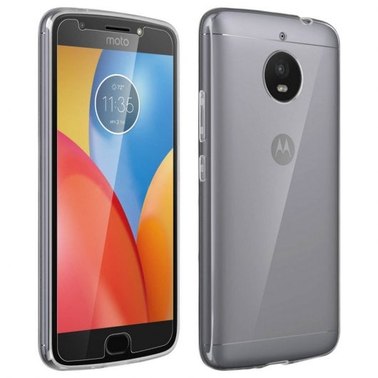Avizar Funda de Silicona Transparente + Cristal Templado para Motorola Moto E4 Plus