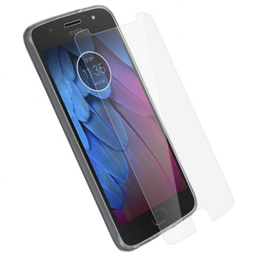 Avizar Funda de Silicona Transparente + Cristal Templado para Motorola Moto G5S