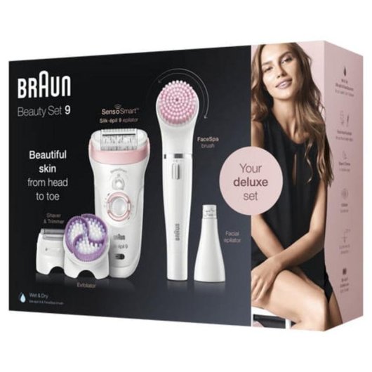 Epilateur Electrique Braun Silk-epil 9 9/975 sans Fil 2 Vitesses 4 Tetes Wet & Dry