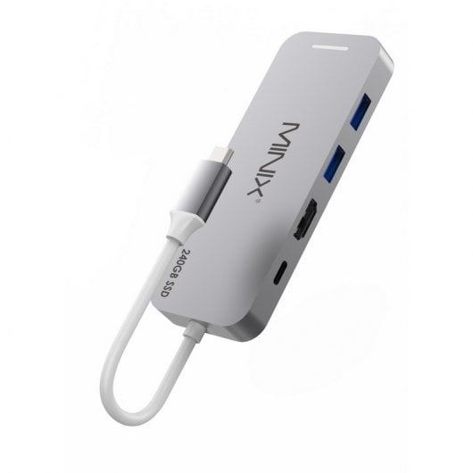 Minix Neo Storage Hub USB-C Multipuerto con 240GB SSD Gris para Apple MacBook
