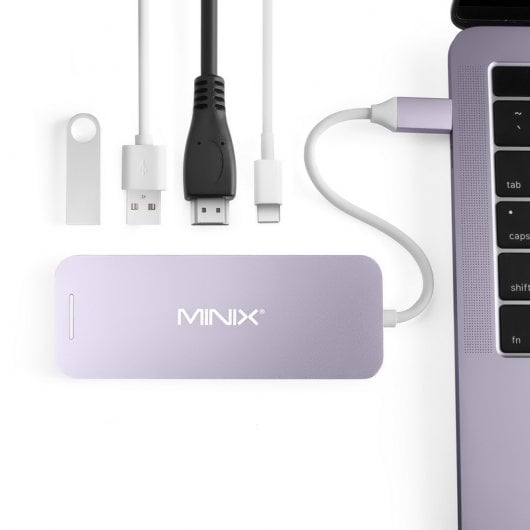 Minix Neo Storage Hub USB-C Multipuerto con 240GB SSD Gris para Apple MacBook