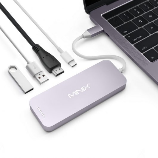 Minix Neo Storage Hub USB-C Multipuerto con 240GB SSD Gris para Apple MacBook