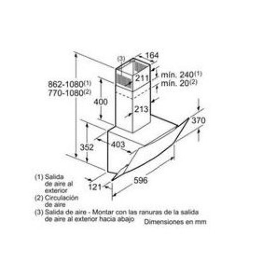 Balay 3BC565GB Exaustor Design inclinado 60cm Vidro branco