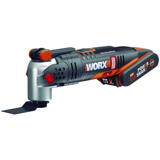 Worx WX693 Multiherramienta Sonicrafter Sin Escobillas Hyperlock + Batería 20V 2.0Ah + Maletín