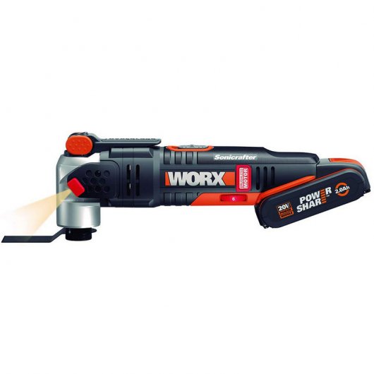 Worx WX693 Multiherramienta Sonicrafter Sin Escobillas Hyperlock + Batería 20V 2.0Ah + Maletín