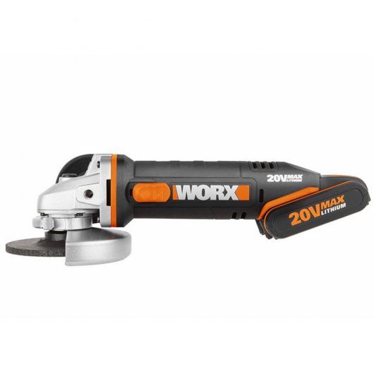 Worx WX800 Amoladora 115mm + 2 Baterías 20V 2.0Ah + Maletín