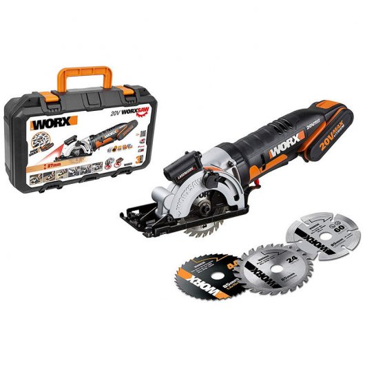 Worx WX523 Sierra Circular Worxsaw 27mm 20V 2.0Ah + Maletín