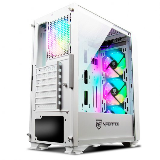 Nfortec Krater Cristal Templado USB 3.0 ARGB Blanco