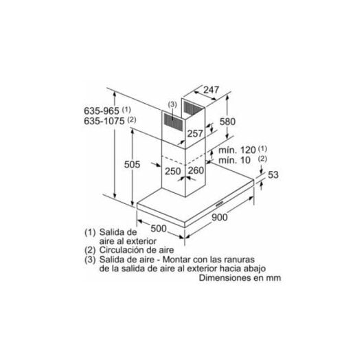 Campana extractora Balay 3BC097EX Extraction/Recirculation 90cm LED inox