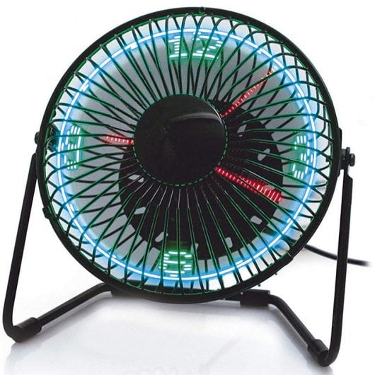 Wehouseware BN4002 Ventilador Sobremesa USB con Indicador LED Hora/Temperatura