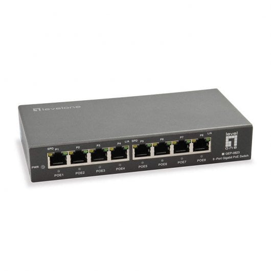 LevelOne GEP-0823 Switch 8 porte Gigabit PoE Nero