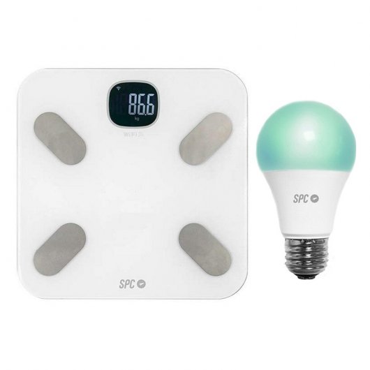SPC Kit Atenea Fit Báscula WiFi + SPC Sirius 1050 Bombilla LED 10W E27