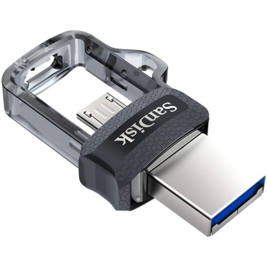 SanDisk Ultra Dual m3.0 lecteur USB flash 32 Go USB Type-A / Micro-USB 3.2 Gen 1 (3.1 Gen 1) Noir, Argent, Transparent