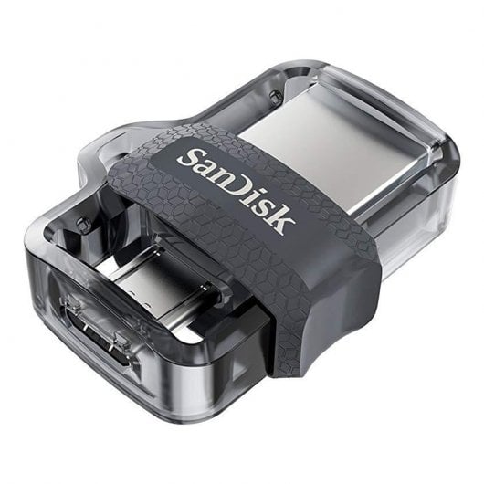 SanDisk Ultra Dual m3.0 lecteur USB flash 32 Go USB Type-A / Micro-USB 3.2 Gen 1 (3.1 Gen 1) Noir, Argent, Transparent