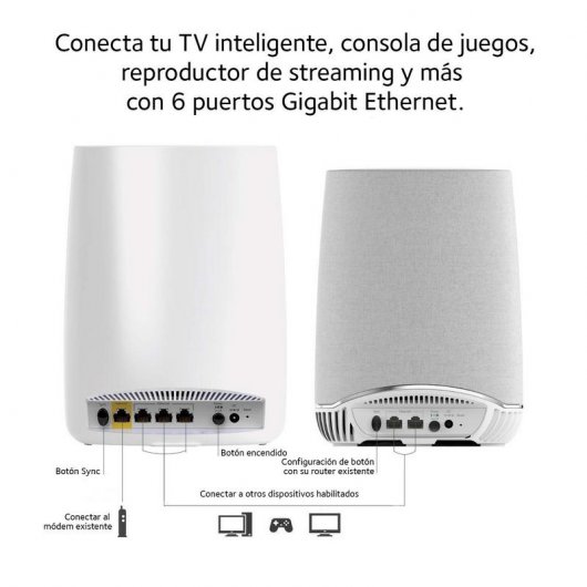 Netgear Orbi RBK50V Sistema WiFi en Malla AC3000 Tribanda con Altavoz Inteligente Orbi Voice