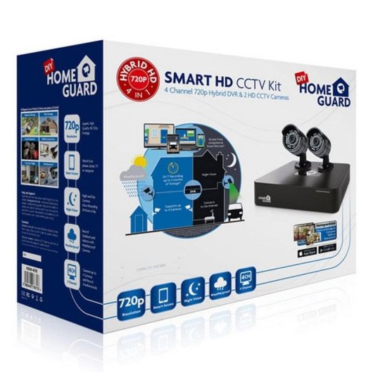 Homeguard HGDVK46702-1TB Kit CCTV 720P Smart HD 8 Canales + 2 Cámaras + Disco Duro 1TB