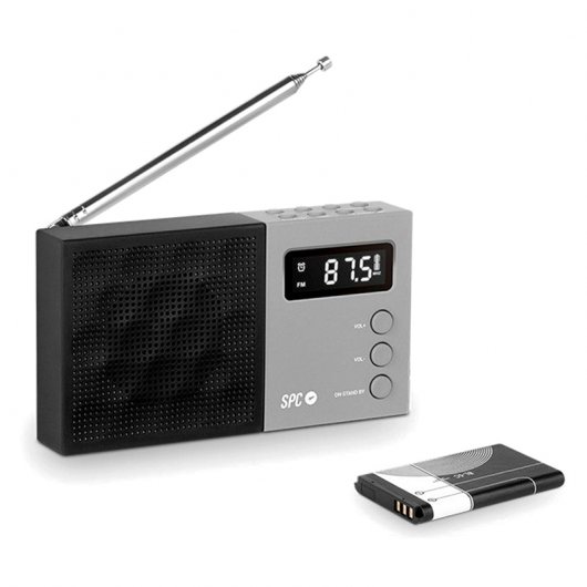 SPC Jetty Rádio Portátil Despertador Preto