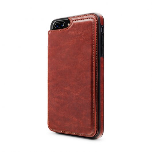 Unotec Wallex Funda de Piel Marrón para iPhone 7 Plus/8 Plus
