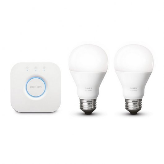 Pack Google Home Mini Altavoz Inteligente y Asistente Gris + Philips Hue Kit Iluminación Blanco A60