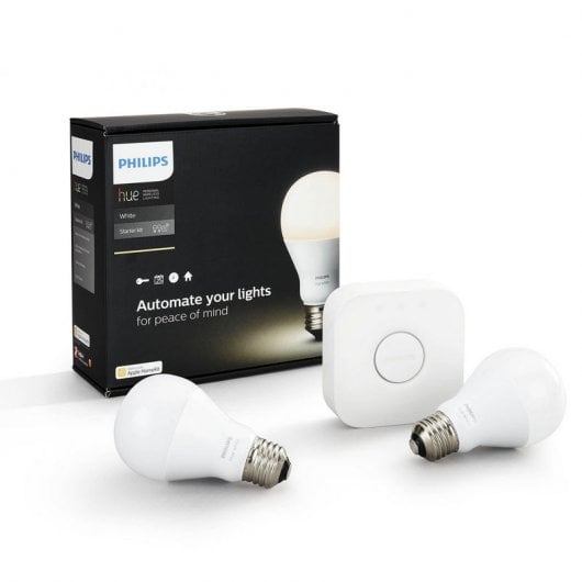 Pack Google Home Mini Altavoz Inteligente y Asistente Gris + Philips Hue Kit Iluminación Blanco A60
