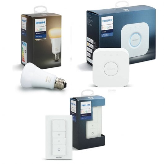 Philips First Kit Bombilla LED Hue White Ambiance E27 + Puente + Interruptor y Mando Inalámbrico